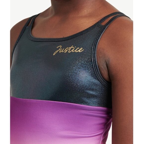 NEW 2Pc 12-14 (L) Girls Ombre Macrame Back Leotard w/ Matching Hair Scrunchie - Picture 4 of 6